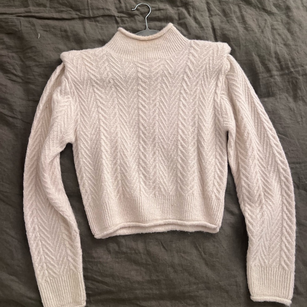 Astr Cream Cowl Neck Sweater with built in shoulder pad (light)